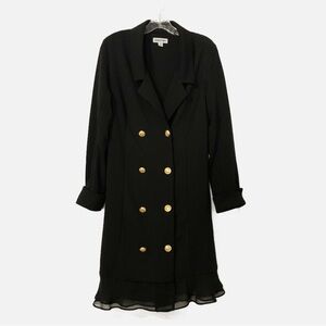 Black Double-Breasted Dress with Gold Buttons